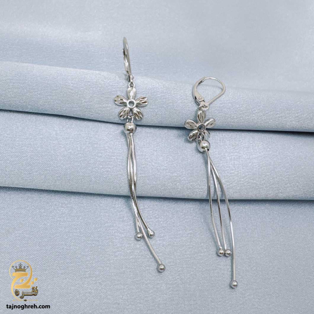 گوشواره نقره مجلسی طرح آویز گل مدل ESW E121