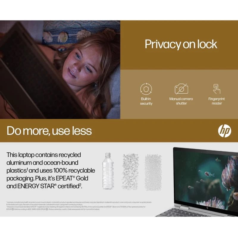 لپ تاپ 15.6 اینچی اچ پی مدل Envy x360 2-in-1 15-fe1082wm Core Ultra 7 155U 16GB LPDDR5 6400MHz 512GB SSD Touch Backlit W — تصویر ۳