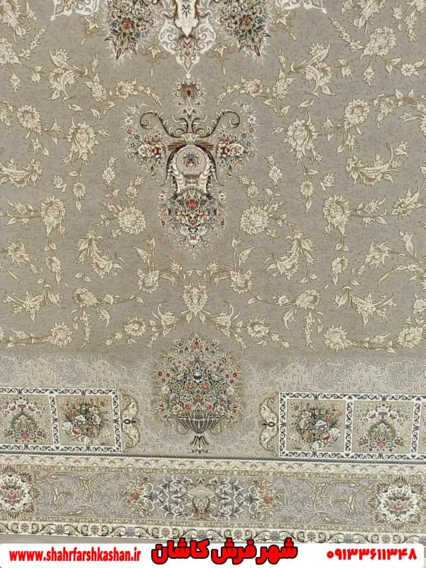 فرش النا 1500 شانه طرح خشتی زمنیه صدفی — تصویر ۳