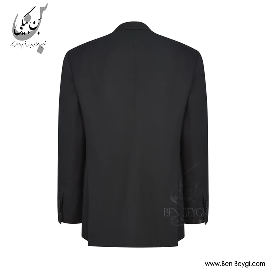 کت شلوار مردانه پارچه فاستونی یقه انگلیسی دو دکمه دو چاک رنگ مشکی کد 42020 — تصویر ۴