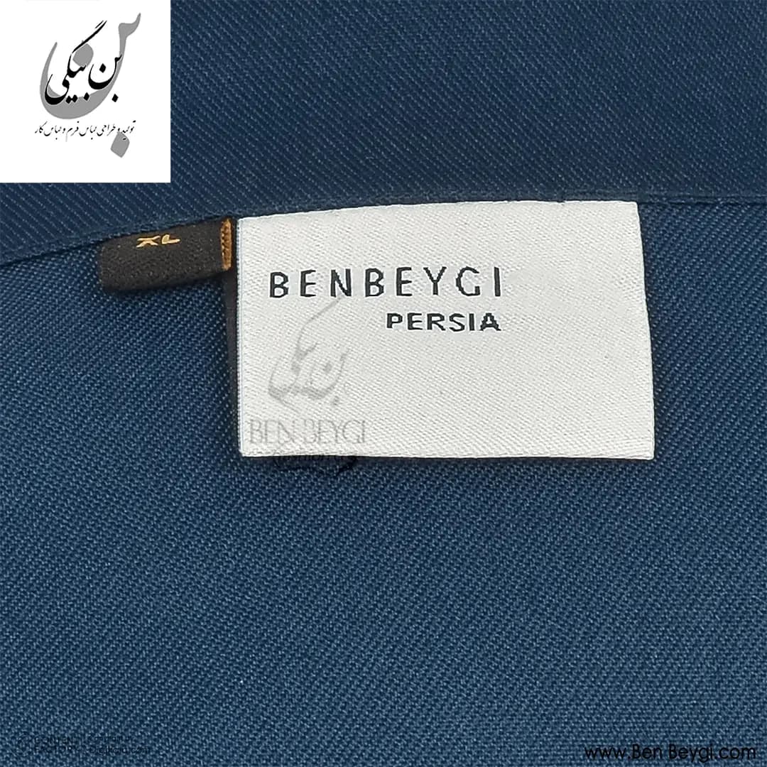 کاپشن شلوار کار پارچه کجراه مدل یقه دار قاپک دار دوجیب رنگ سرمه ای با نوار دوزی قرمز کد 41924 — تصویر ۸