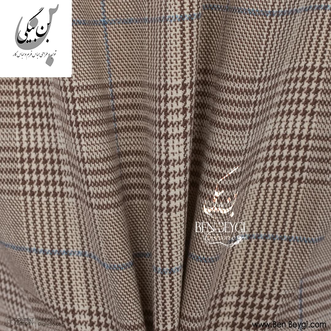 مانتو شلوار اداری کرم بزیاق دیپلمات یک سانت سه دکمه به همراه جلیقه یقه دار کد 41500 — تصویر ۷