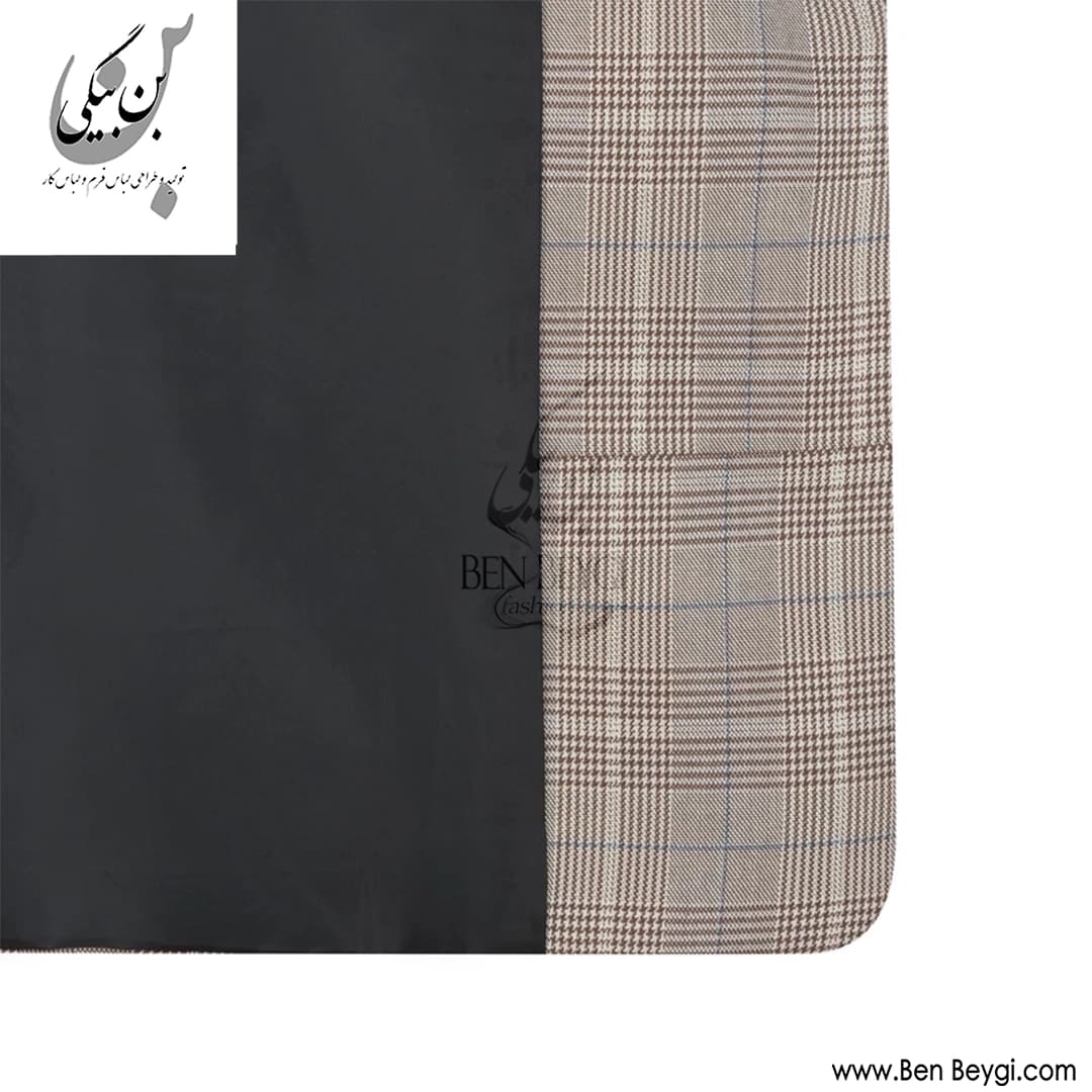 مانتو شلوار اداری کرم بزیاق دیپلمات یک سانت سه دکمه به همراه جلیقه یقه دار کد 41500 — تصویر ۸