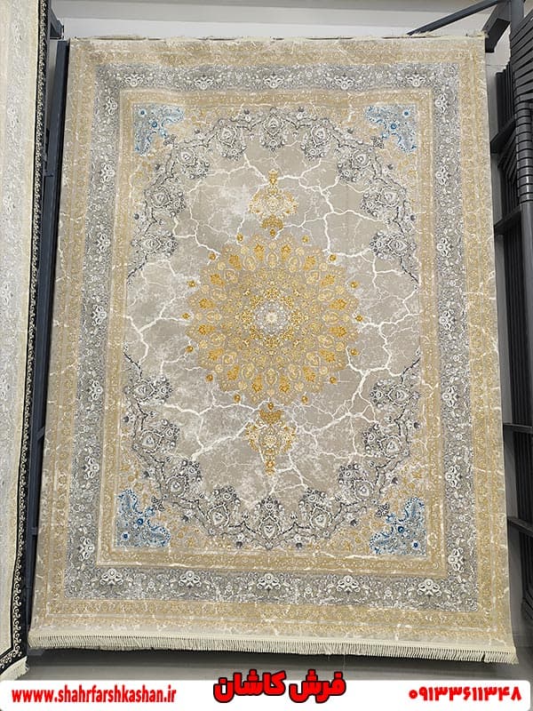 فرش کویر طلاکوب 1200 شانه نقشه آذرخش ترمه ای