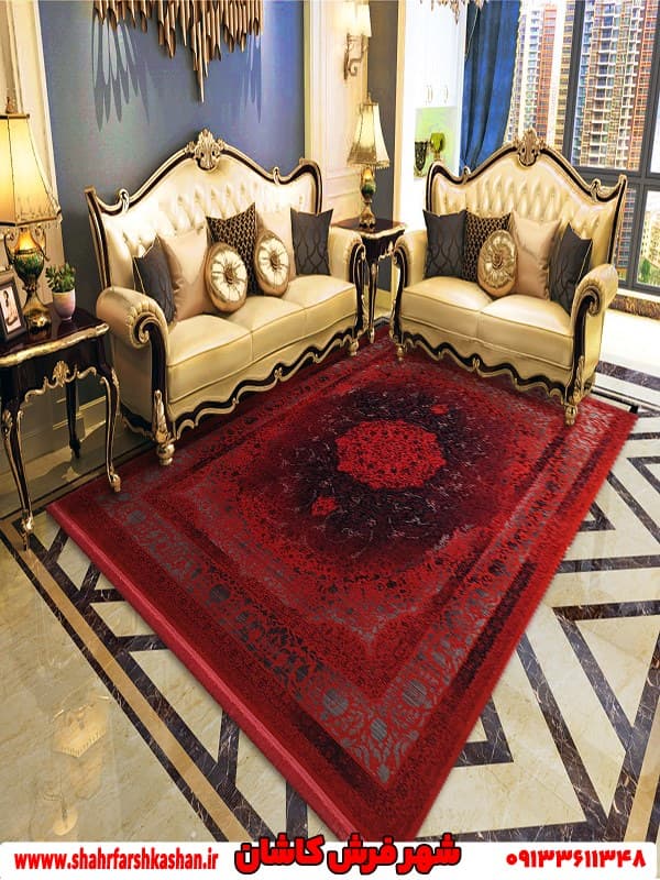 فرش وینتیج قرمز مشکی 1200 شانه طرح ژوزف