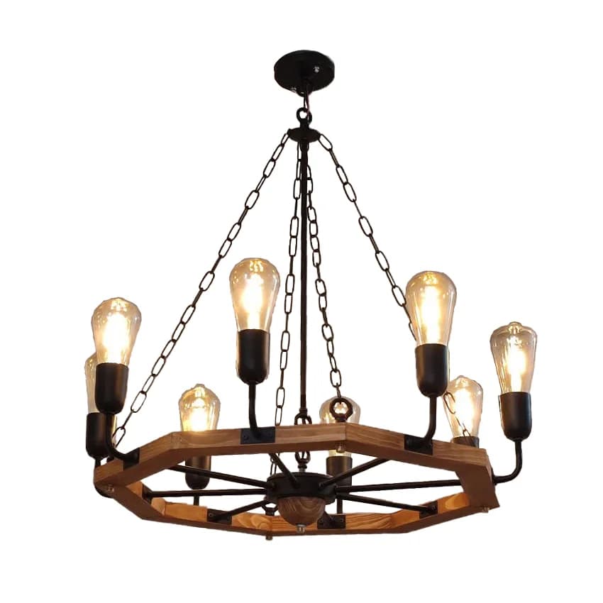 آویز هشت شعله چوب و فلز مدل R-536/8
