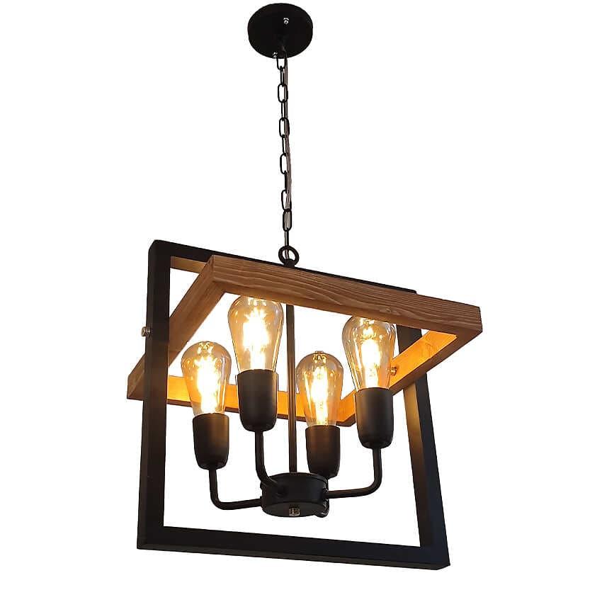 آویز چهار شعله چوب و فلز رهام نور، مدل R-514/4