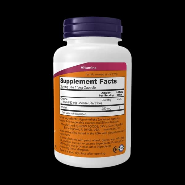NOW Foods Choline & Inositol 100 Veg Capsules — تصویر ۴