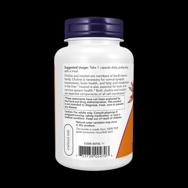 NOW Foods Choline & Inositol 100 Veg Capsules — تصویر ۳