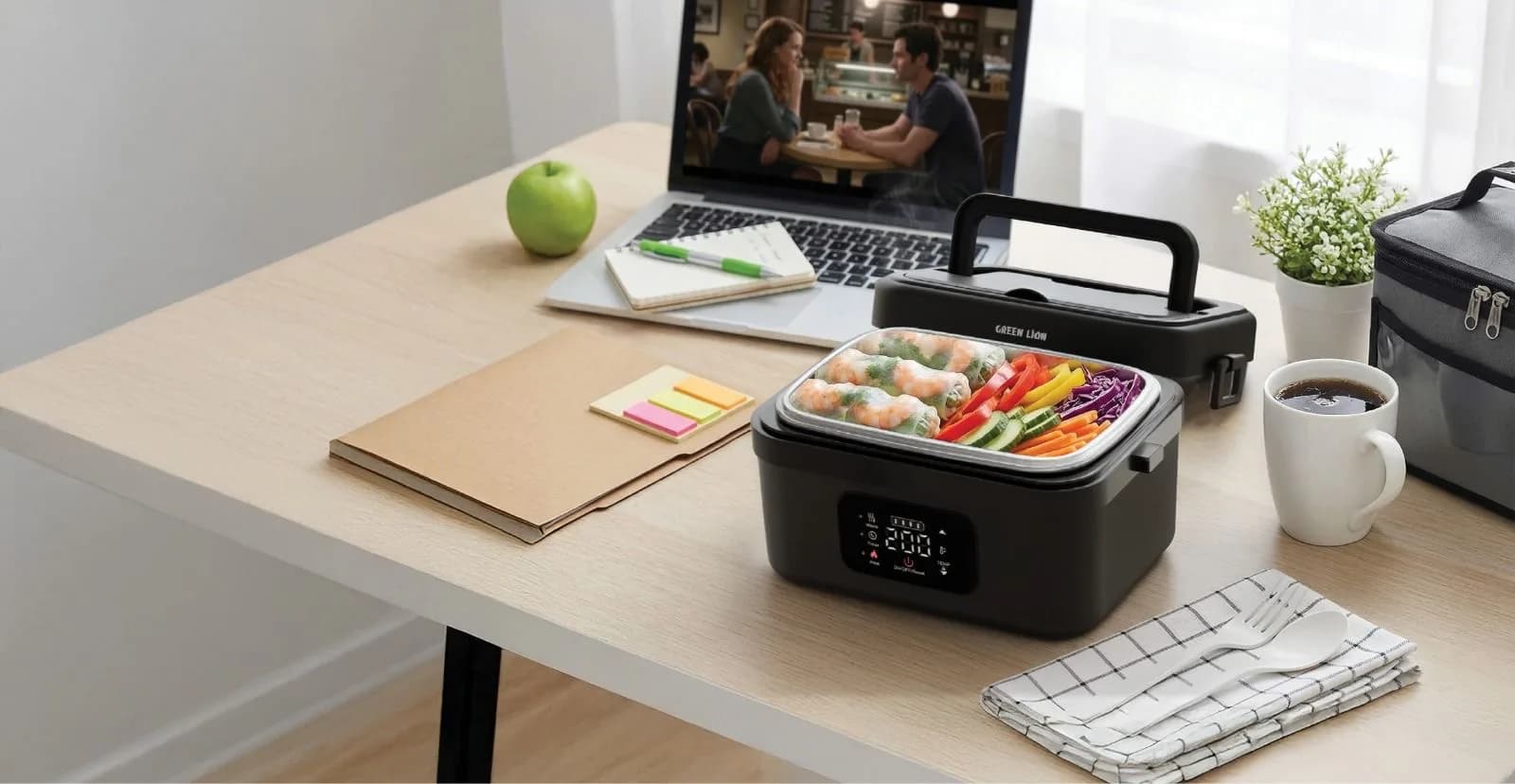 ظرف غذای برقی شارژی قابل حمل گرین لاین ظرفیت ۱ لیتر مدل GLB-30 — تصویر ۸