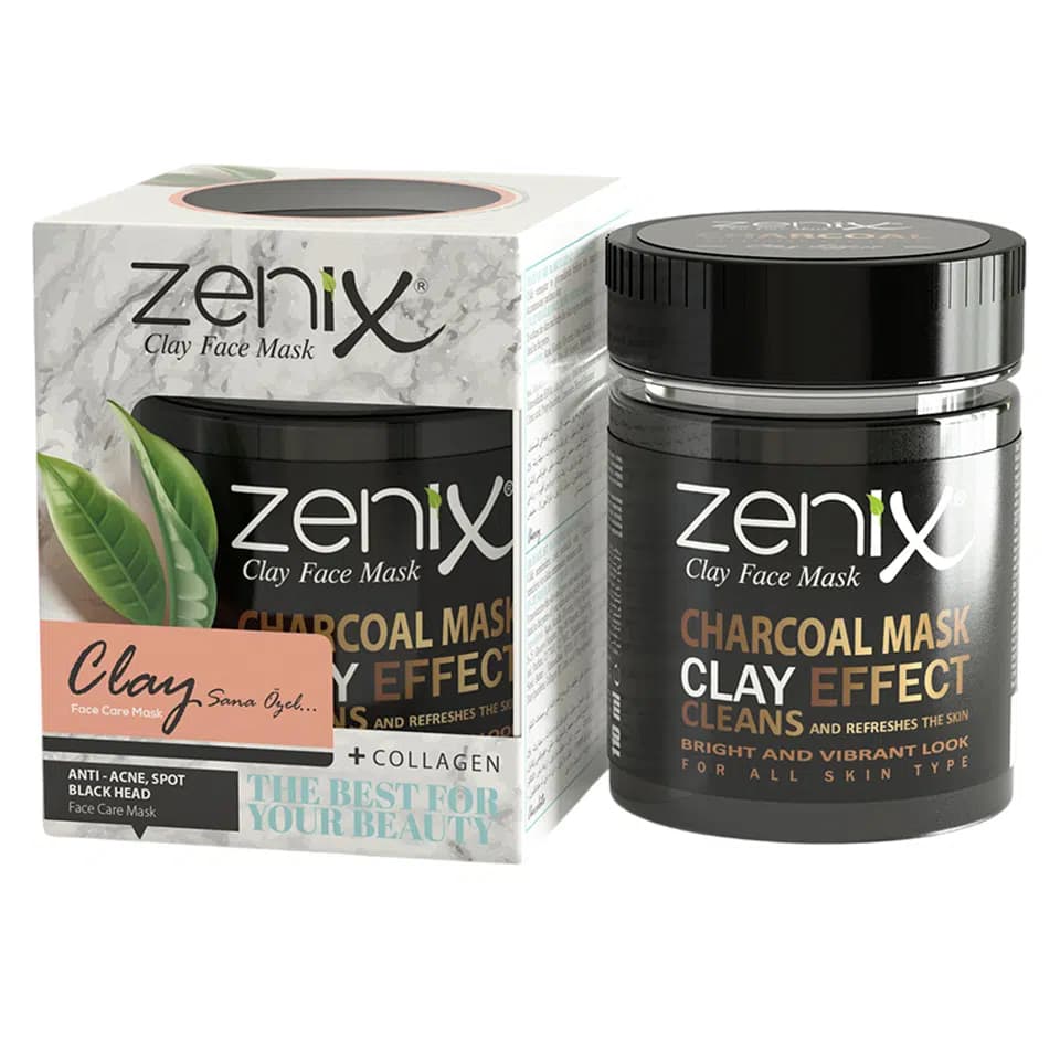 ماسک صورت خاک رس سری طبیعی مشکی زنیکس zenix clay mask natural series black وزن 190 گرم — تصویر ۲