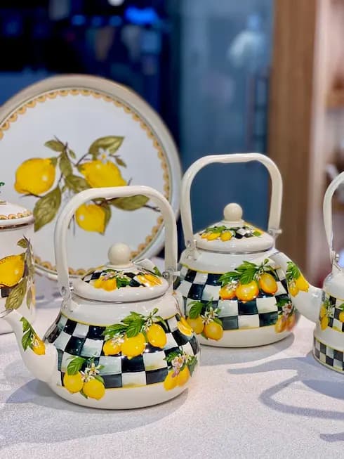 کتری تک لعابی خمره ای 2 سایز طرح لیمو — تصویر ۴