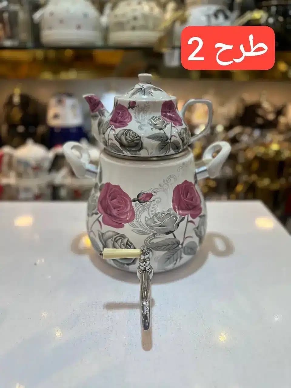 کتری قوری لعابی شیردار 5 لیتری در 4 طرح — تصویر ۳