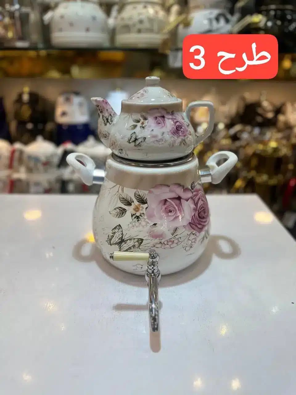کتری قوری لعابی شیردار 5 لیتری در 4 طرح — تصویر ۴