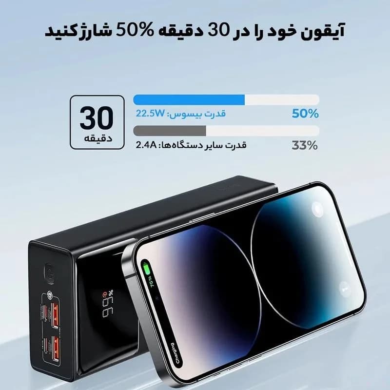 پاوربانک 30 وات بیسوس مدل Star-Lord PPXJ3030 ظرفیت 30000 میلیآمپر ساعت — تصویر ۸