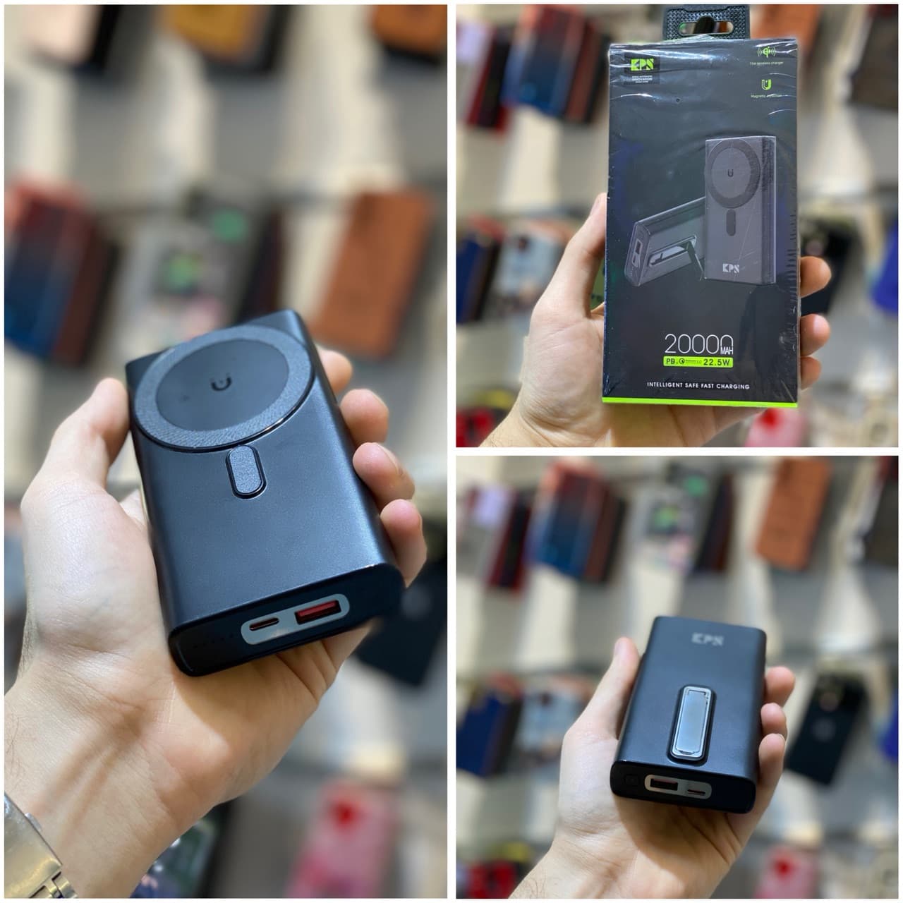 پاوربانک 22.5W وایرلس مگ سیف KPS مدل WPG-203 ظرفیت 20000 میلی آمپر ساعت