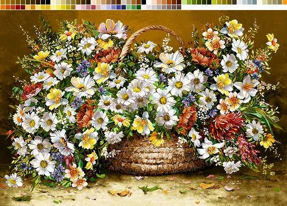 نخ و نقشه تابلوفرش طرح گل های ریز