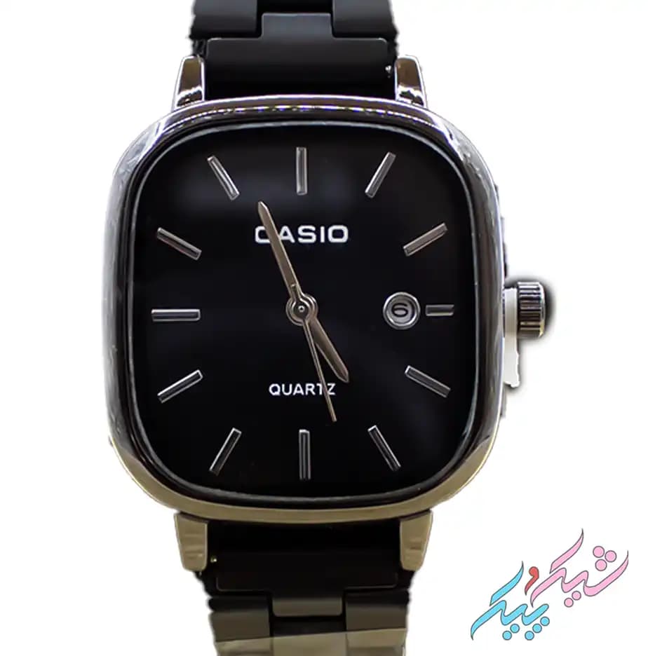 ساعت مچی زنانه کاسیو مدل اولد مانی با صفحه مشکی و بند استیل مشکی برند Casio — تصویر ۲