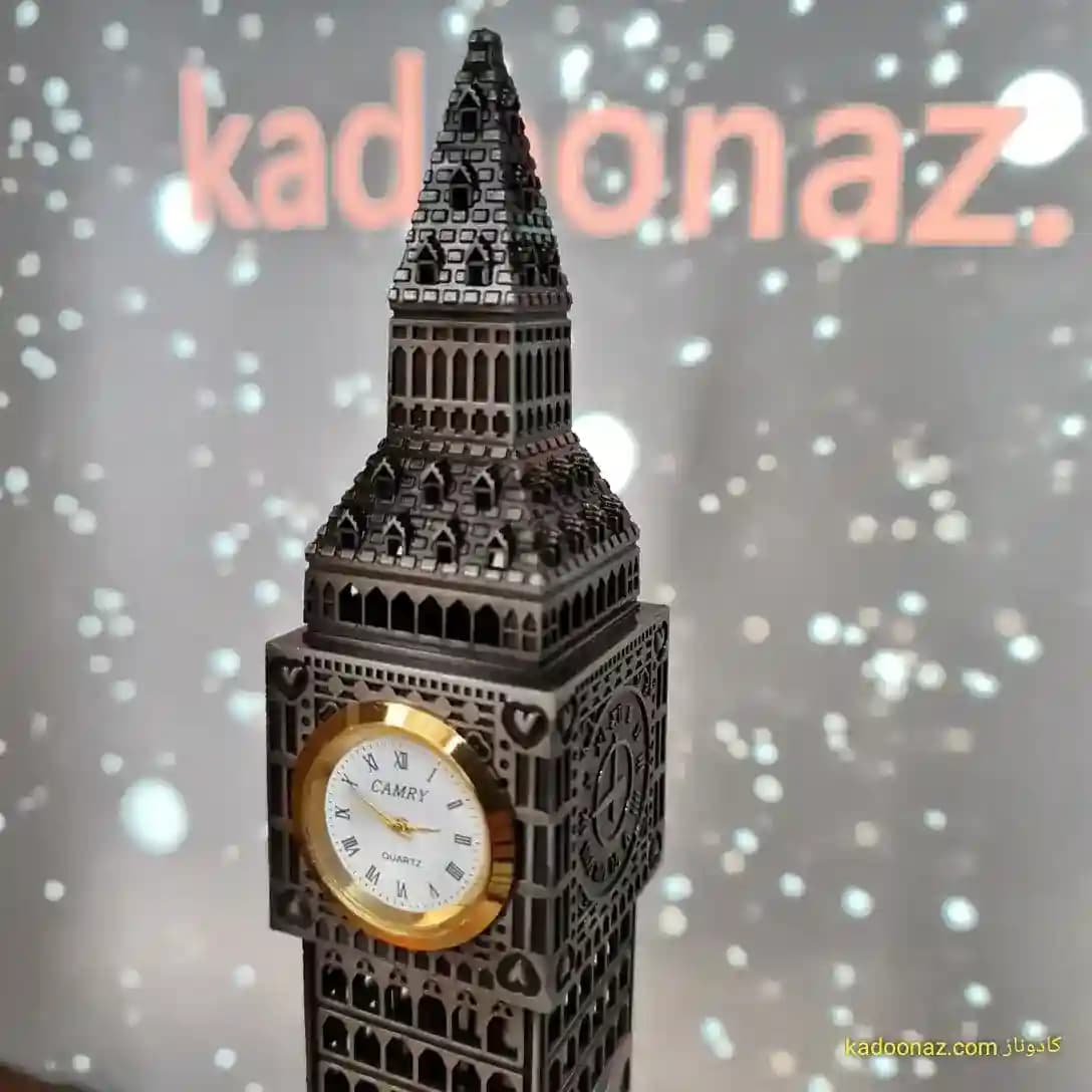 ماکت فلزی برج ساعت بیگ بن Big Ben لندن – رنگ نقره ای سایز ۳۰ سانت — تصویر ۲