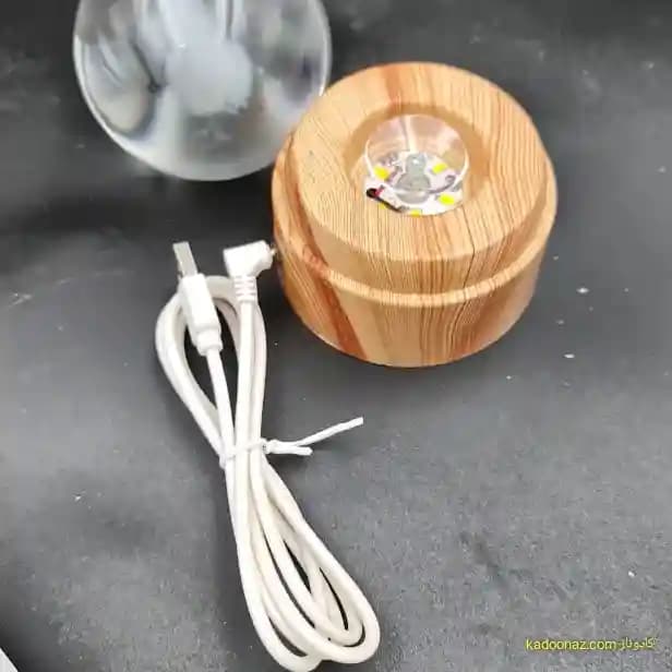 چراغ شب خواب و گوی کریستال سه بعدی بزرگ چرخان با قطر ۸ سانت با طرح قلب ابری — تصویر ۶