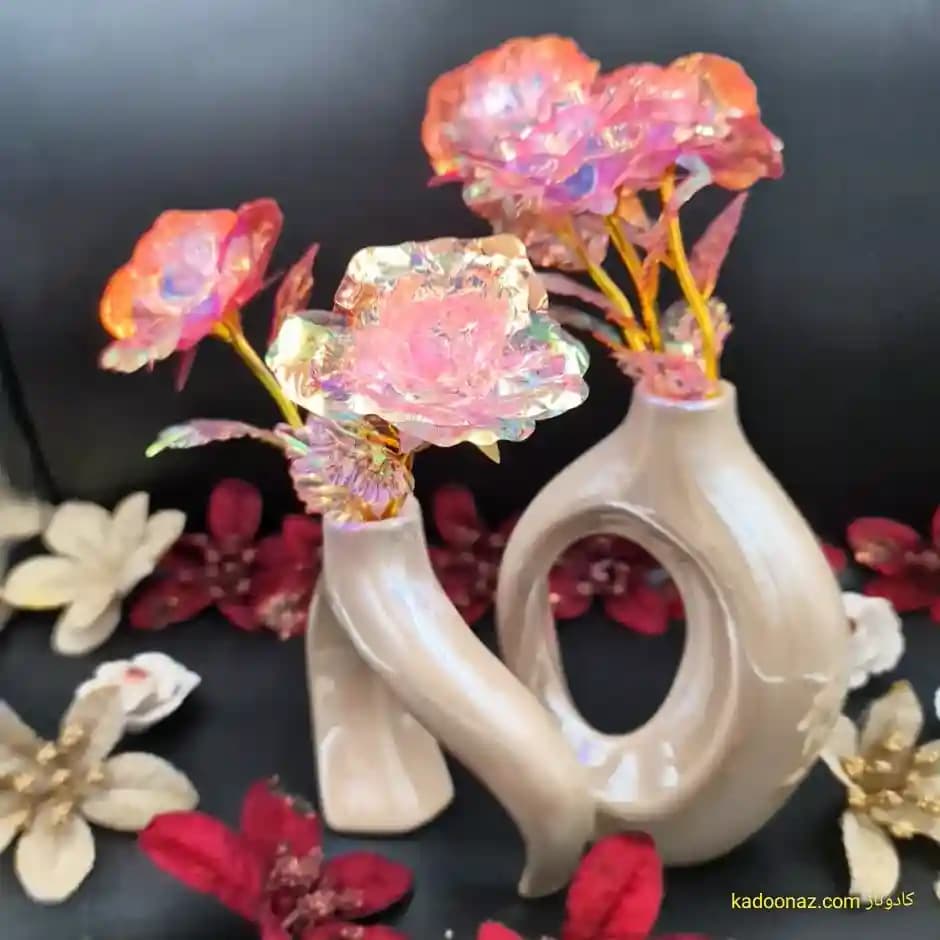 گلدان دکوری سرامیکی دوتائی طرح انتزاعی — تصویر ۶