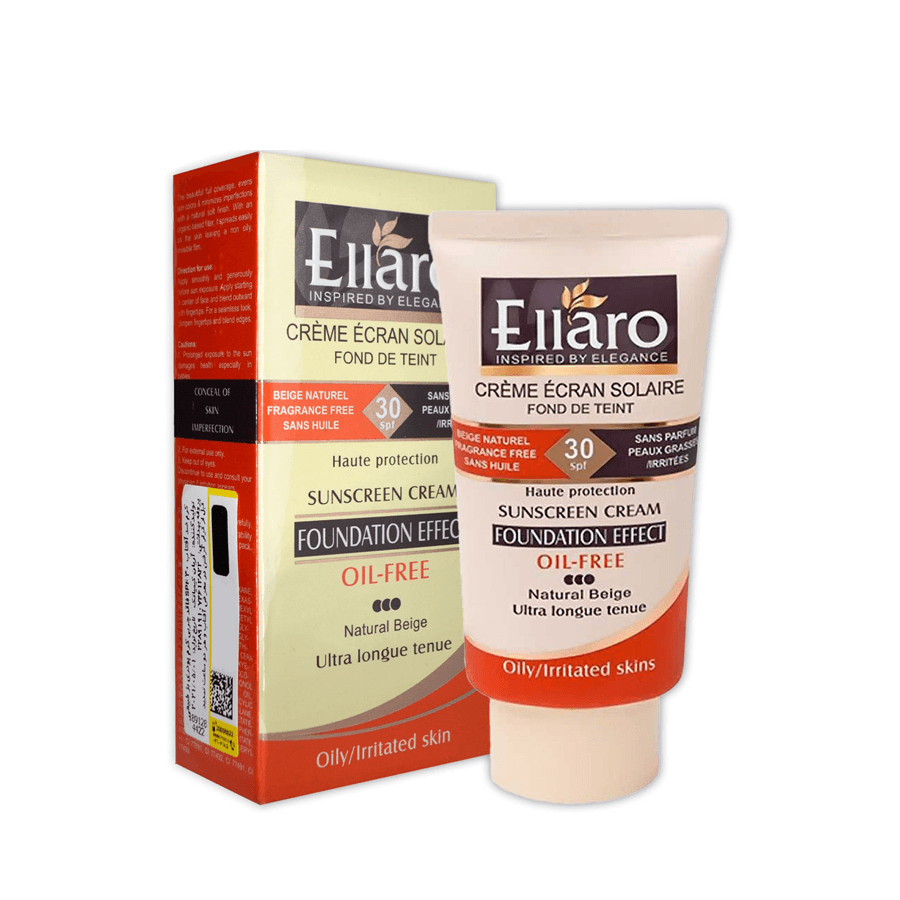 کرم ضد آفتاب رنگی بژ طبیعی مات فاقد چربی الارو با SPF30 حجم 40 میل | Ellaro Sunscreen Cream Oil Free SPF30 Tinted Natural Beige 40ml — تصویر ۳