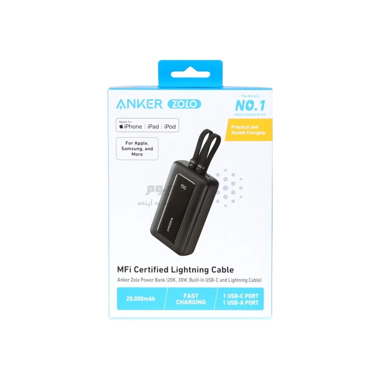 پاور بانک فست شارژ Anker 30W 20000mAh مدل A1681H11 30W – مشکی (گارانتی یکساله شرکتی) — تصویر ۵