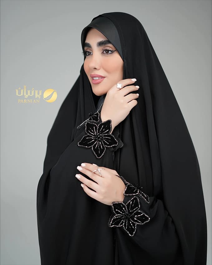 چادر عربی جده بولگاری جواهردوزی فرزانه دودی — تصویر ۳