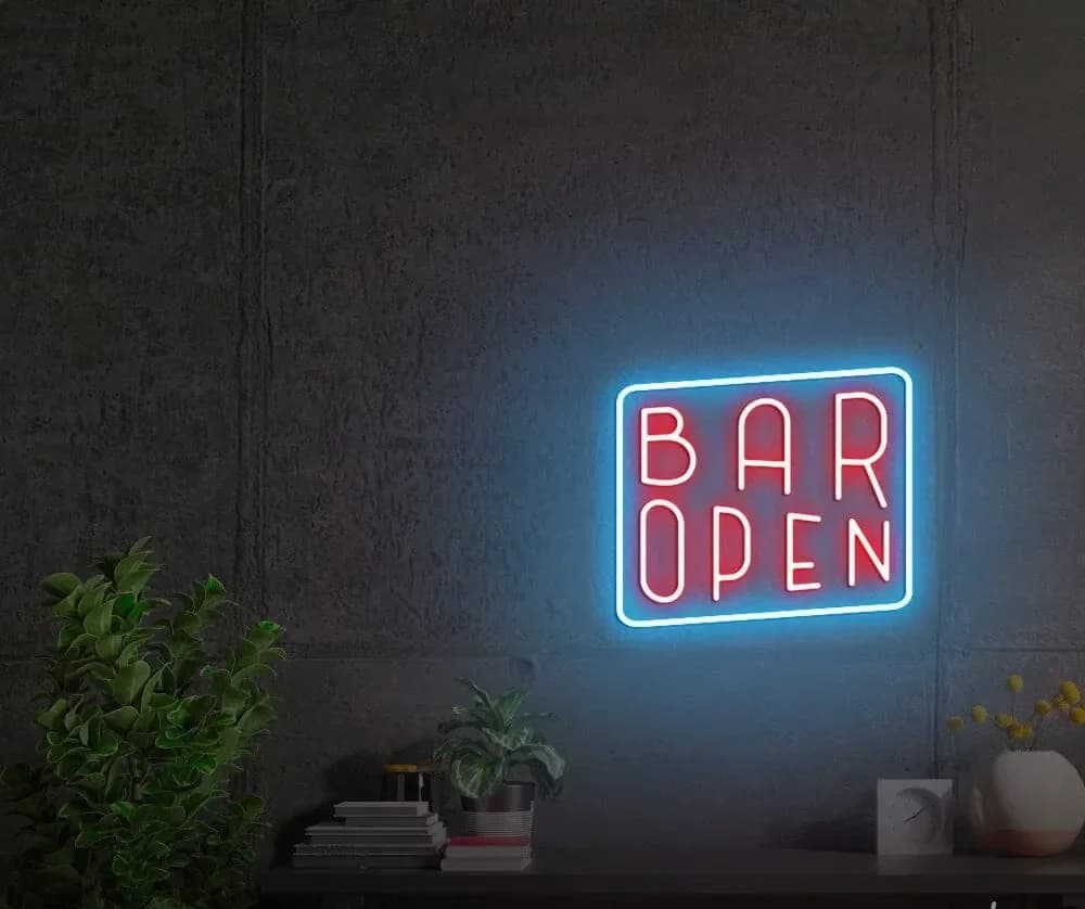 تابلو نئون طرح نوشته ” bar open ” کد 055 — تصویر ۲