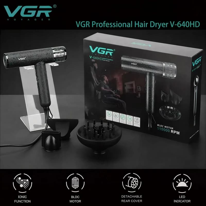 سشوار حرفه ای وی جی آر مدل V-640HD — تصویر ۴