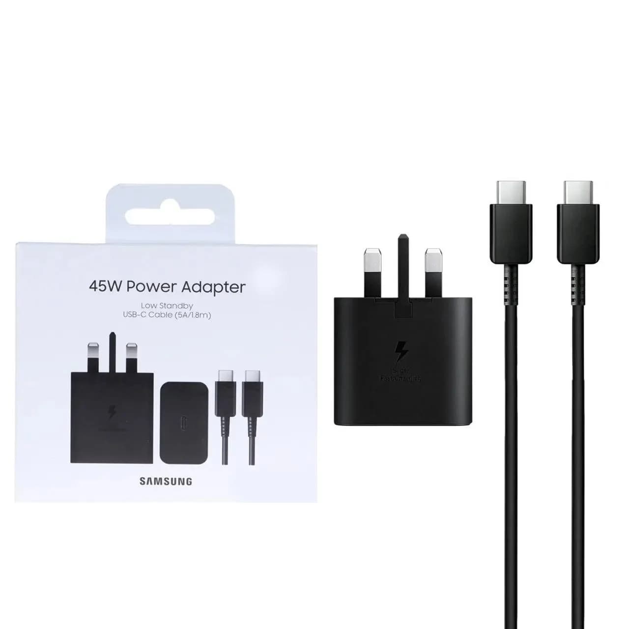 شارژر دیواری سه پین PD و فست Samsung مدل T4511 45W به همراه کابل شارژ Type-C To Type-C – مشکی (گارانتی یکساله شرکتی) NZ — تصویر ۵