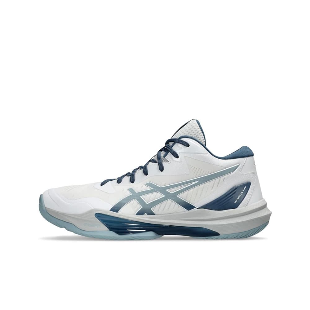 کتونی والیبال ساق دار Asics Sky Elite 3 Paris اسیکس اسکای الیت 3 پاریس رنگ سفید طوسی سرمه ای آبی — تصویر ۲
