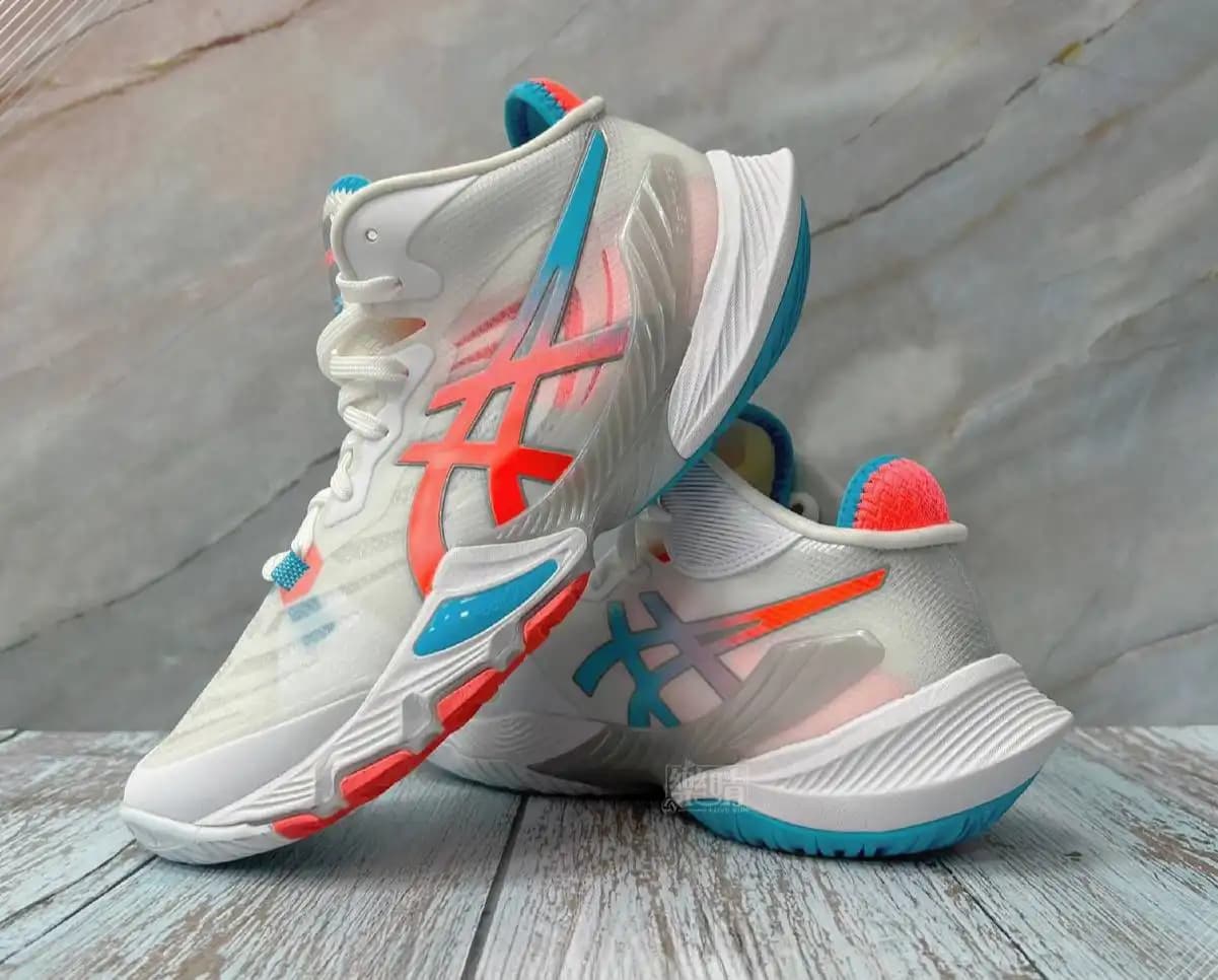 کتونی والیبال Asics Metarise Tokyo اسیکس متارایز توکیو رنگ سفید آبی قرمز — تصویر ۶