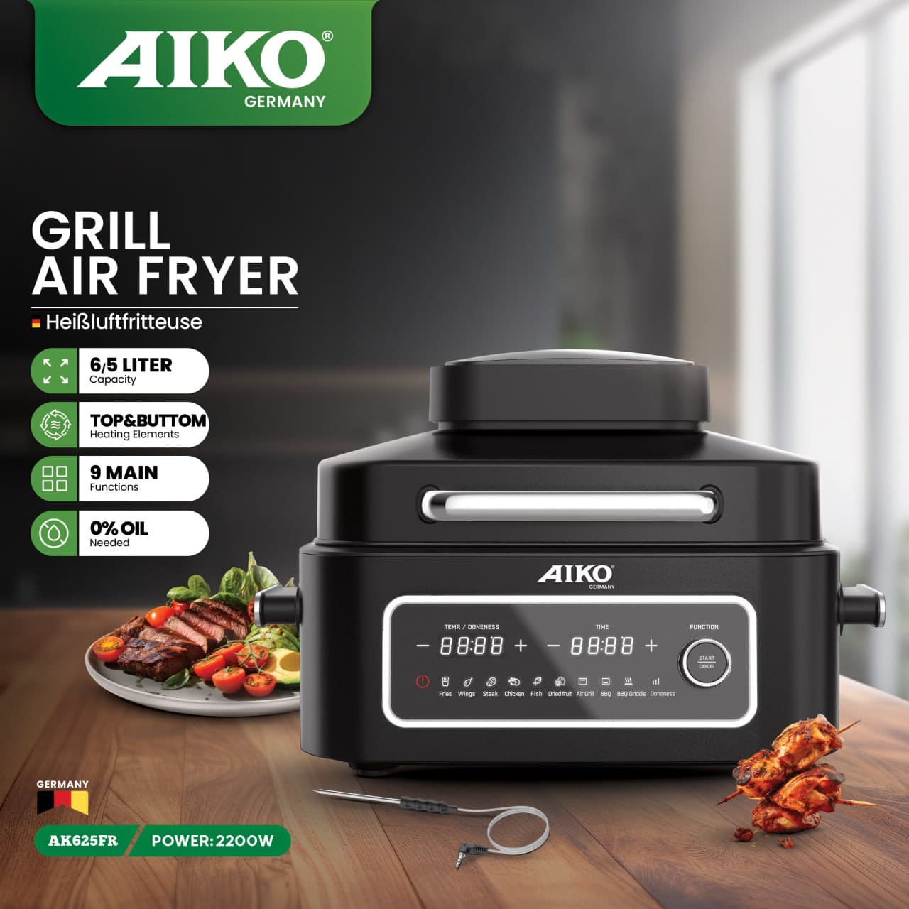 گریل و سرخ کن آیکو مدل AK625FR