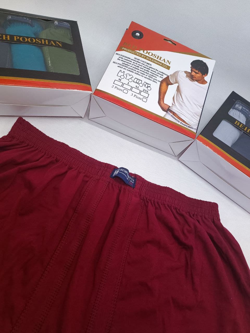 شورت مردانه پادار پنبه سوپر جعبه ۳ تایی سایز ۲XL جین ۱۲ تایی — تصویر ۳