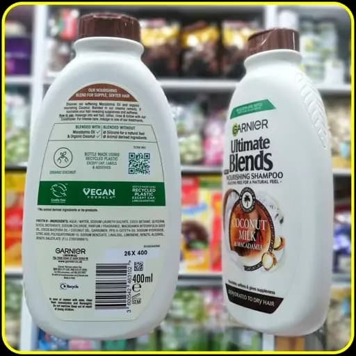 شامپو گارنیر اولتیمیت بلِندز نارگیل و ماکادمیا | Garnier Ultimate Blends Coconut Milk & Macadamia Nourishing Shampoo — تصویر ۲