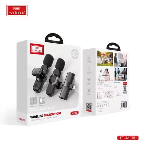 میکروفون یقه ای لایتنینگ دوکاربره ارلدام EARLDOM MC8L — تصویر ۴