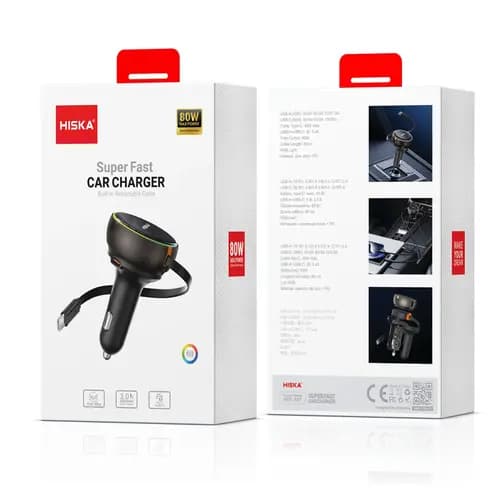 شارژر فندکی هیسکا مدل HISKA HCC337 توان ۸۰ وات — تصویر ۳