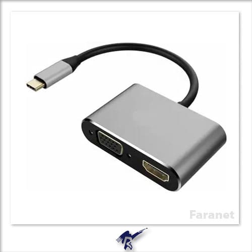 مبدل TYPE C به VGA و HDMI فرانت – FN-UC2VH202 — تصویر ۲