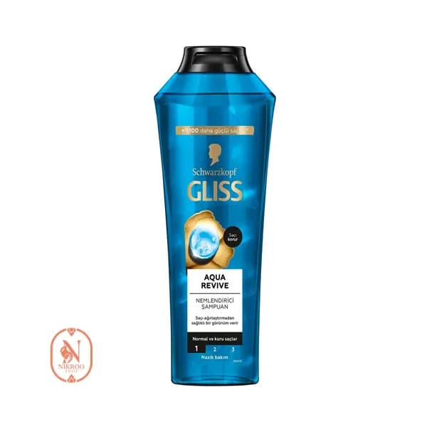 شامپو گلیس Gliss مدل Aqua Revive آبرسان قوی حاوی هیالورونیک اسید و مواد معدنی دریایی، حجم 500ML — تصویر ۴