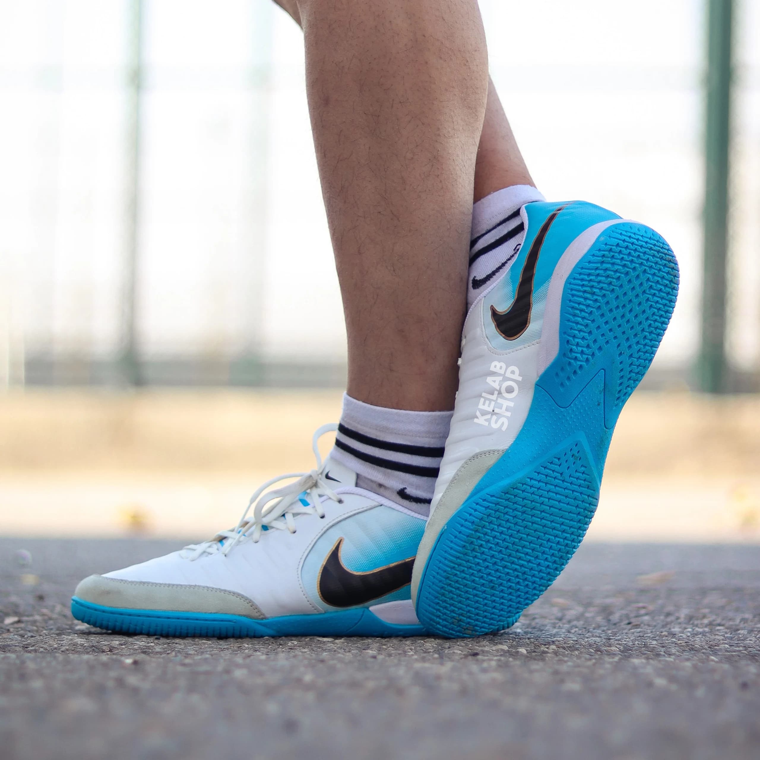 کفش سالنی تمپو ایکس سفید آبی Nike Tiempo X — تصویر ۶