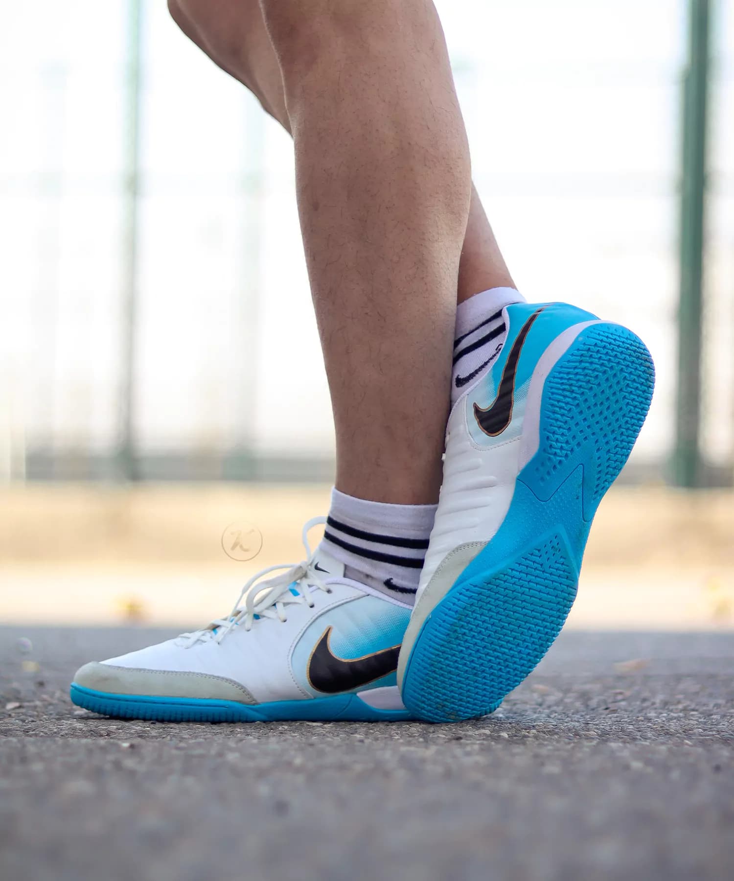 کفش سالنی تمپو ایکس سفید آبی Nike Tiempo X — تصویر ۱۲