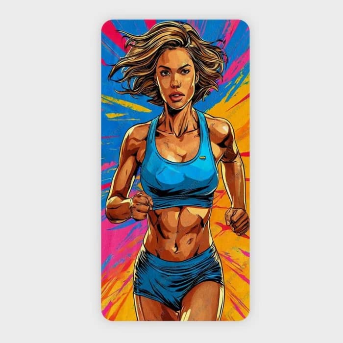 حوله ورزشی و باشگاهی طرح زن ورزشکار (Running Girl) | ابعاد ۶۰×۱۲۰ سانتیمتر با طراحی گرافیکی مدرن — تصویر ۲
