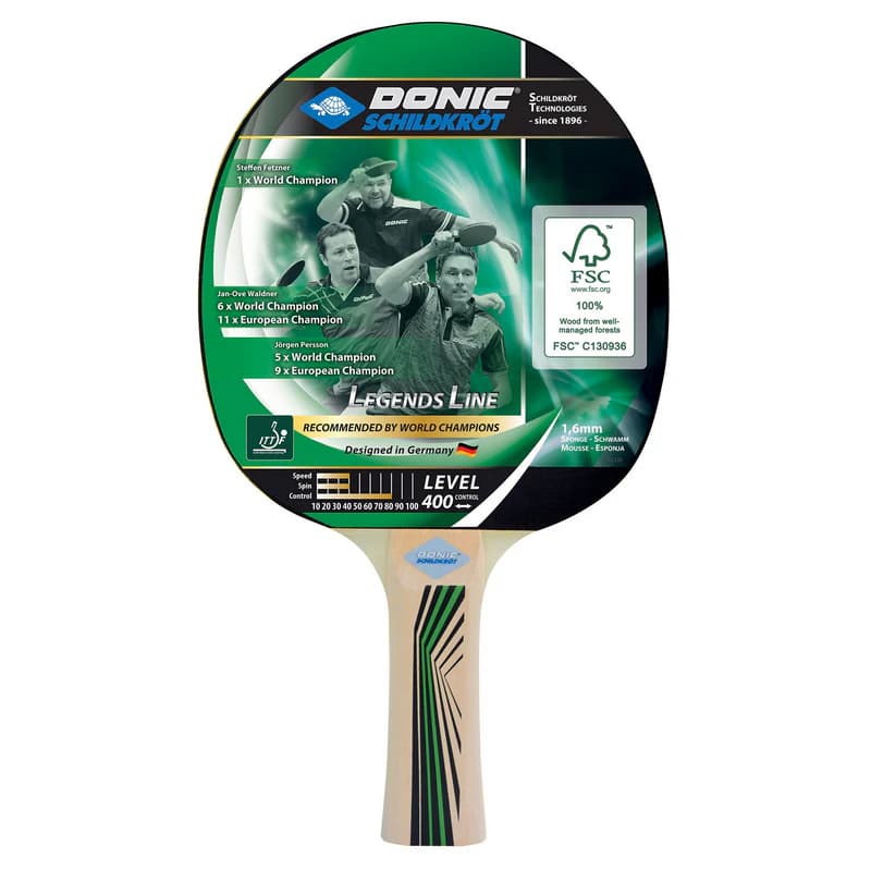راکت پینگپنگ Donic Schildkröt مدل Legends 400 FSC | رویه ITTF با اسفنج ۱.۶ میلیمتری