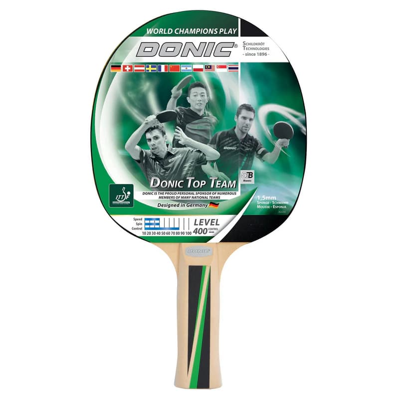 راکت پینگپنگ Donic Schildkröt مدل Top Team 400 | دسته آناتومیک با رویه ITTF و اسفنج ۱.۵ میلیمتری