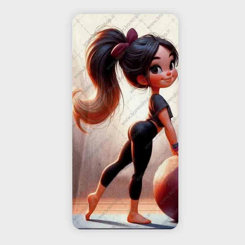 حوله باشگاهی طرح Cartoon Fitness Girl | مدل فانتزی دخترانه با توپ تمرین 120×60 — تصویر ۲