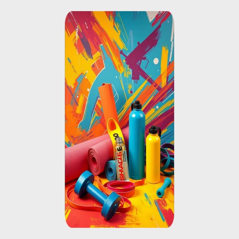 حوله باشگاهی طرح Colorful Fitness | حوله ورزشی رنگی و پرانرژی مناسب تمرین و فیتنس 120×60 — تصویر ۲