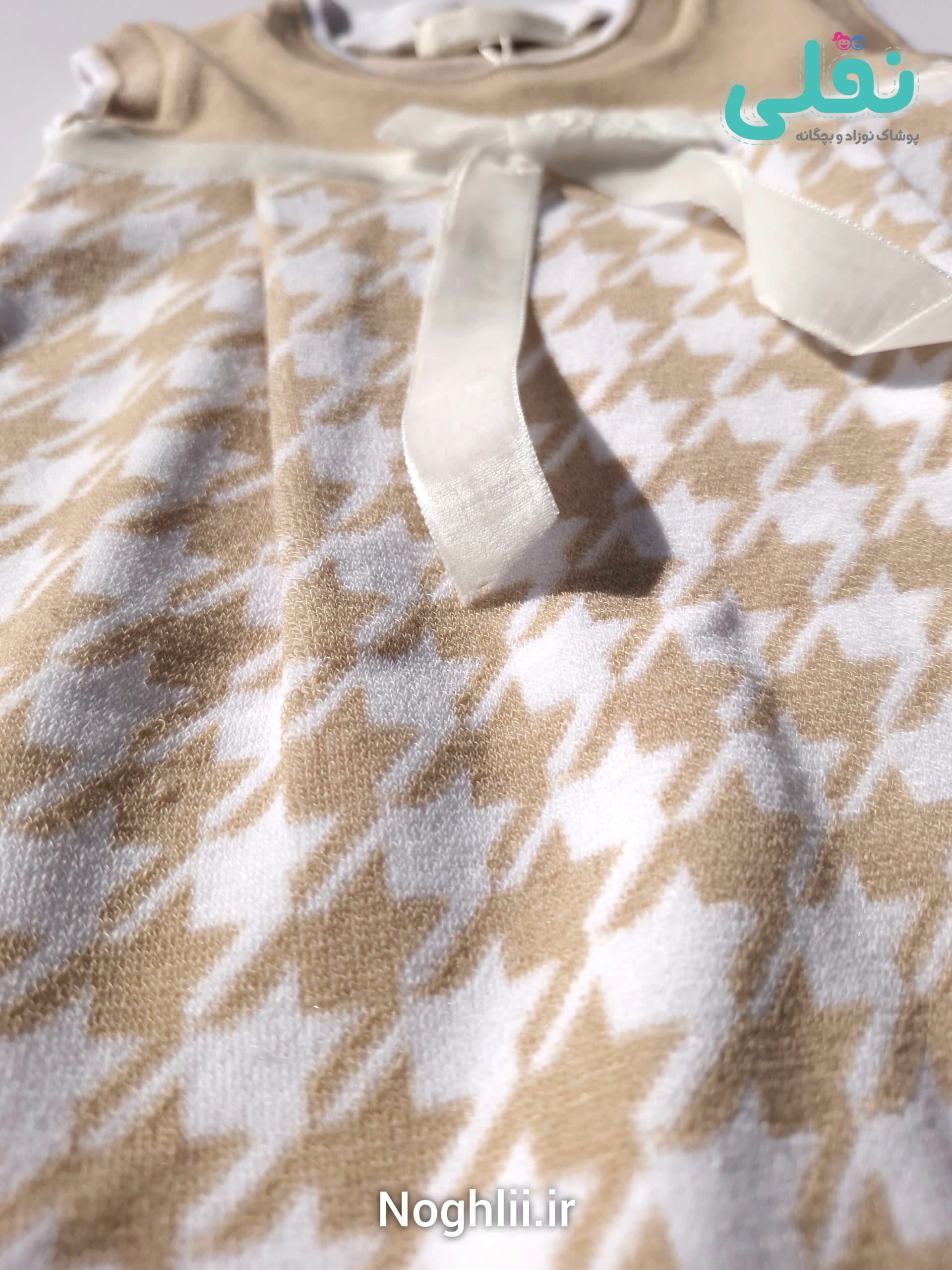 کت سارافون دخترانه بافت کرم — تصویر ۶