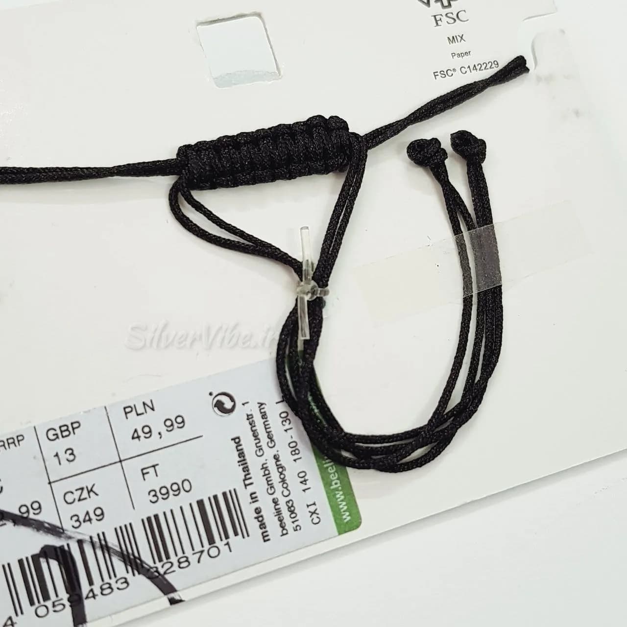 پابند نخی پلاک نقره طرح هندسی و نگین فیروزه – برند Six — تصویر ۵