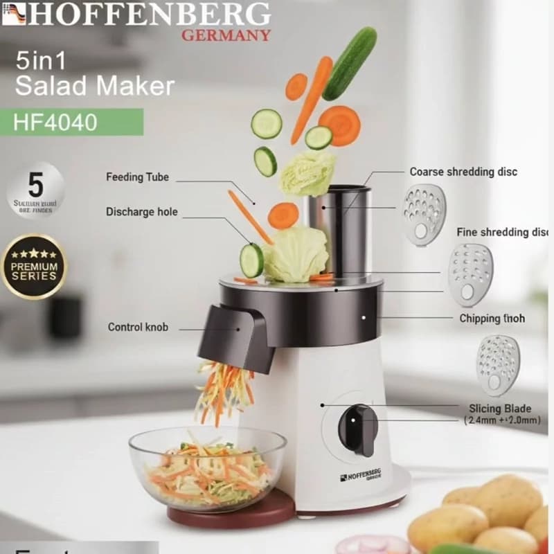 سالادساز چندکاره برقی برند HOFFENBERG مدل HF4040 سری Premium بهترین ابزار آشپزخانه - bambigadget — تصویر ۵